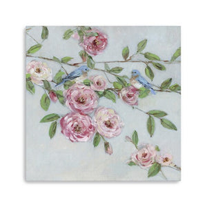 HomeRoots Small Elegant Pink Blooms Canvas Wall Art - Brighten Your Space with Charming Floral Decor 40"x40" 398907