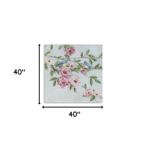HomeRoots Small Elegant Pink Blooms Canvas Wall Art - Brighten Your Space with Charming Floral Decor 40"x40" 398907