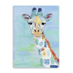 HomeRoots 32" Pastel Patchwork Giraffe Canvas Wall Art - Modern Whimsy for Nurseries, Living Rooms & More 24"x32" 398909