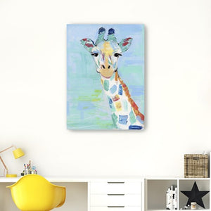 HomeRoots 32" Pastel Patchwork Giraffe Canvas Wall Art - Modern Whimsy for Nurseries, Living Rooms & More 24"x32" 398909