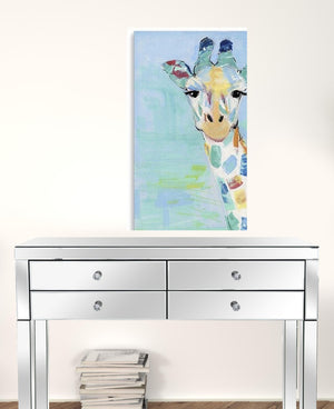 HomeRoots 32" Pastel Patchwork Giraffe Canvas Wall Art - Modern Whimsy for Nurseries, Living Rooms & More 24"x32" 398909