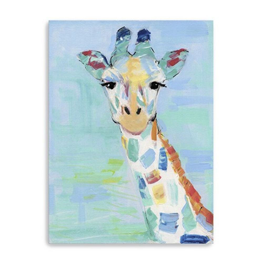 HomeRoots 32" Pastel Patchwork Giraffe Canvas Wall Art - Modern Whimsy for Nurseries, Living Rooms & More 30"x40" 398910