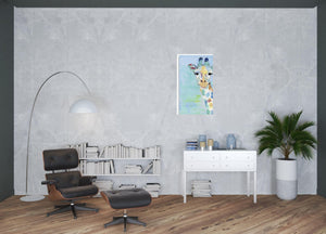 HomeRoots 32" Pastel Patchwork Giraffe Canvas Wall Art - Modern Whimsy for Nurseries, Living Rooms & More 30"x40" 398910