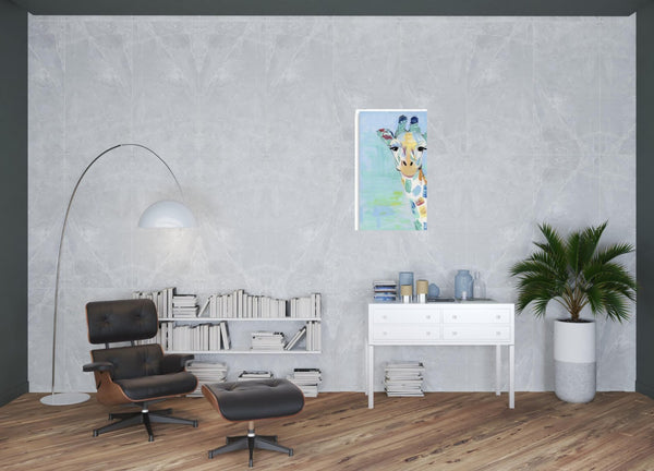 HomeRoots 32" Pastel Patchwork Giraffe Canvas Wall Art - Modern Whimsy for Nurseries, Living Rooms & More 30"x40" 398910