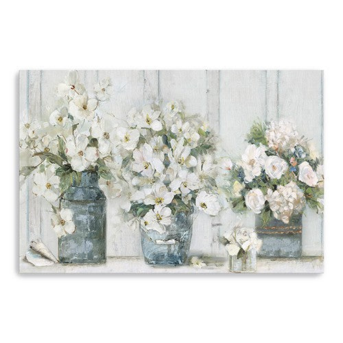 Homeroots 24" X 16" Watercolor Soft Pastel Bouquet Trio Canvas Wall Art  Polyester 398911