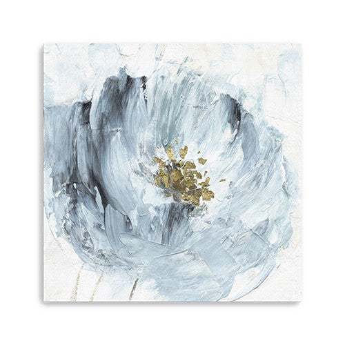 Homeroots 20" X 20" Watercolor Abstract Gray Blue Flower Canvas Wall Art  Polyester 398914