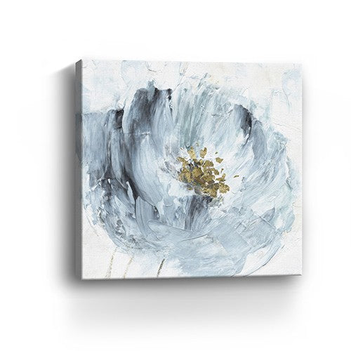 Homeroots 20" X 20" Watercolor Abstract Gray Blue Flower Canvas Wall Art  Polyester 398914