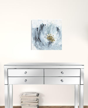 Homeroots 20" X 20" Watercolor Abstract Gray Blue Flower Canvas Wall Art  Polyester 398914