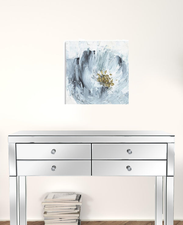 Homeroots 20" X 20" Watercolor Abstract Gray Blue Flower Canvas Wall Art  Polyester 398914