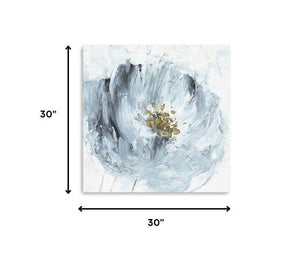 Homeroots 30" X 30" Watercolor Abstract Gray Blue Flower Canvas Wall Art  Polyester 398915