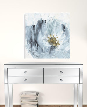 Homeroots 30" X 30" Watercolor Abstract Gray Blue Flower Canvas Wall Art  Polyester 398915