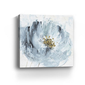 Homeroots 40" X 40" Watercolor Abstract Gray Blue Flower Canvas Wall Art  Polyester 398916