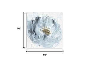 Homeroots 40" X 40" Watercolor Abstract Gray Blue Flower Canvas Wall Art  Polyester 398916