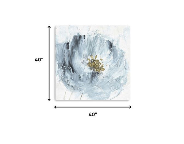 Homeroots 40" X 40" Watercolor Abstract Gray Blue Flower Canvas Wall Art  Polyester 398916