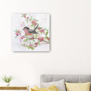 HomeRoots Flower Vibrant Bird and Floral Canvas Print Wall Art - Modern Decor for Timeless Home Elegance 30"x30" 398921