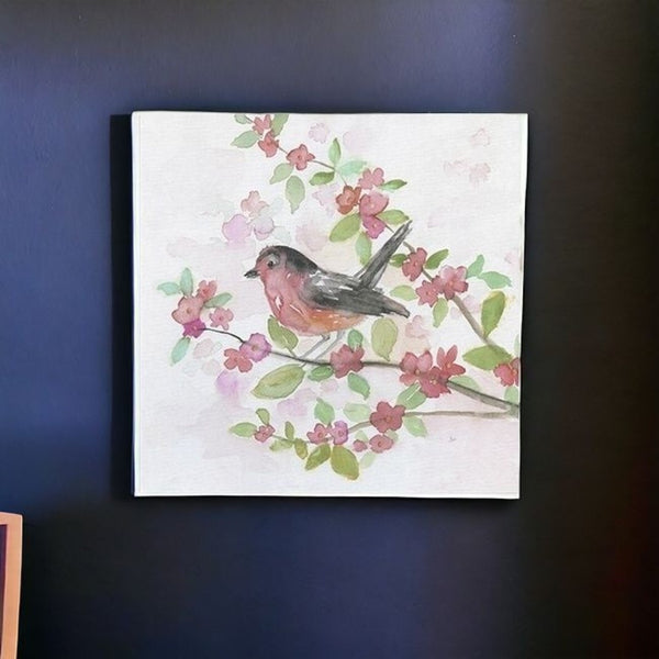 HomeRoots Flower Vibrant Bird and Floral Canvas Print Wall Art - Modern Decor for Timeless Home Elegance 30"x30" 398921