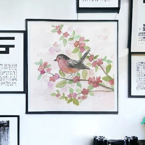 HomeRoots Flower Vibrant Bird and Floral Canvas Print Wall Art - Modern Decor for Timeless Home Elegance 30"x30" 398921