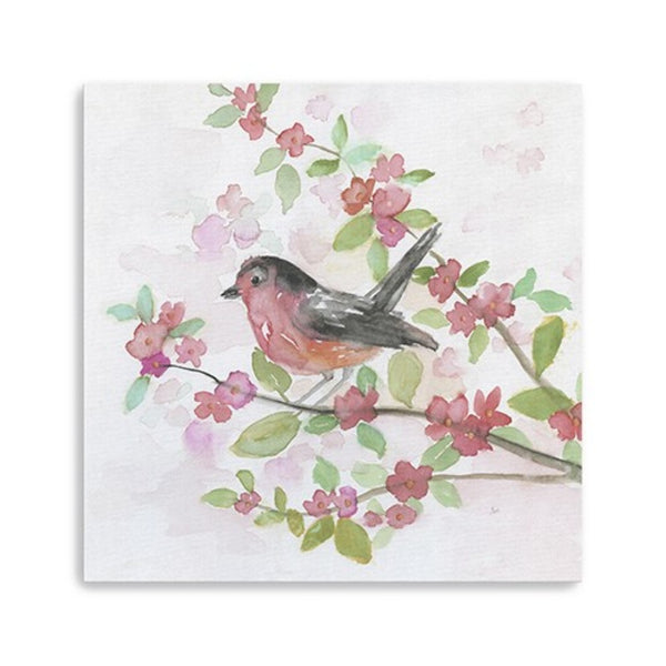 HomeRoots Flower Vibrant Bird and Floral Canvas Print Wall Art - Modern Decor for Timeless Home Elegance 40"x40" 398922