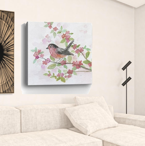 HomeRoots Flower Vibrant Bird and Floral Canvas Print Wall Art - Modern Decor for Timeless Home Elegance 40"x40" 398922