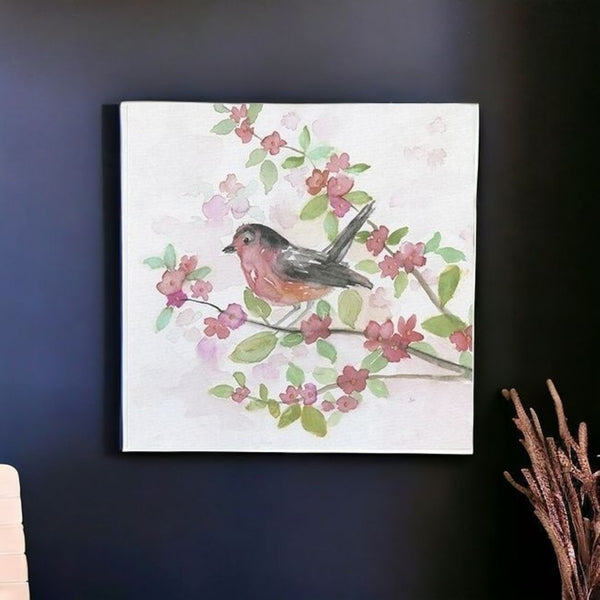 HomeRoots Flower Vibrant Bird and Floral Canvas Print Wall Art - Modern Decor for Timeless Home Elegance 40"x40" 398922