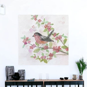 HomeRoots Flower Vibrant Bird and Floral Canvas Print Wall Art - Modern Decor for Timeless Home Elegance 40"x40" 398922