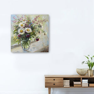 Homeroots Pretty Vase Of Flowers Unframed Print Wall Art  Polyester 398935