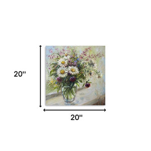Homeroots Pretty Vase Of Flowers Unframed Print Wall Art  Polyester 398935