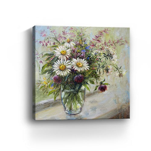 Homeroots Pretty Vase Of Flowers Unframed Print Wall Art  Polyester 398937