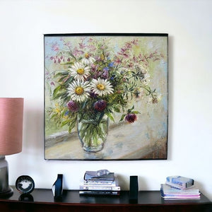 Homeroots Pretty Vase Of Flowers Unframed Print Wall Art  Polyester 398937