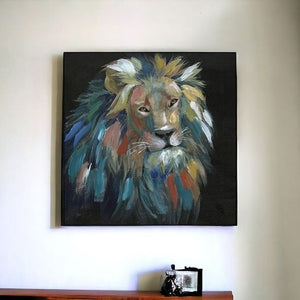 Homeroots Painted Lion Portrait Unframed Print Wall Art  Polyester 398941