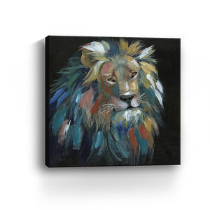 Homeroots Painted Lion Portrait Unframed Print Wall Art  Polyester 398941