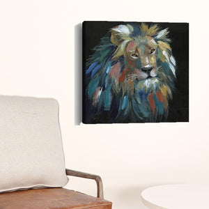 Homeroots Painted Lion Portrait Unframed Print Wall Art  Polyester 398941