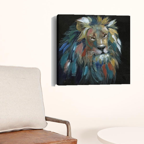Homeroots Painted Lion Portrait Unframed Print Wall Art  Polyester 398941
