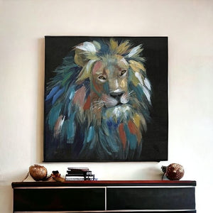 Homeroots Painted Lion Portrait Unframed Print Wall Art  Polyester 398941