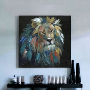 Homeroots Painted Lion Portrait Unframed Print Wall Art  Polyester 398941