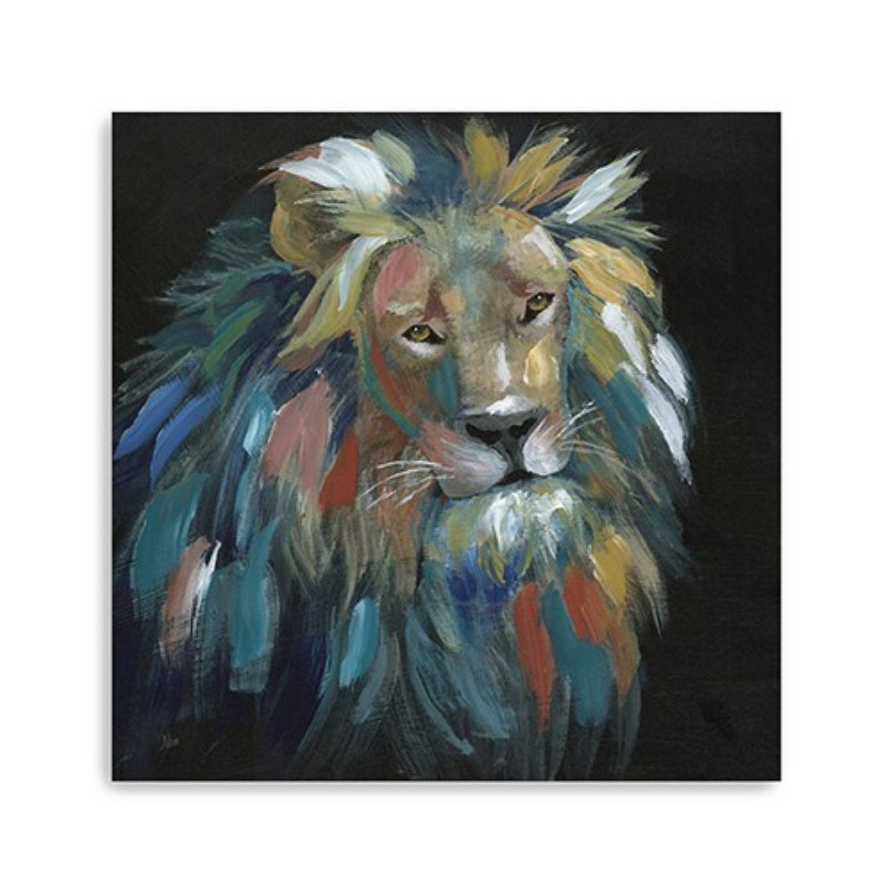 HomeRoots Painted Lion Portrait Canvas Wall Art – Bold, Contemporary Decor for Living Spaces & Offices 30"x30" 398942