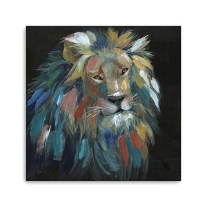 Homeroots Painted Lion Portrait Unframed Print Wall Art  Polyester 398942