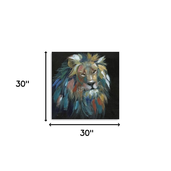 Homeroots Painted Lion Portrait Unframed Print Wall Art  Polyester 398942