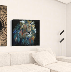 Homeroots Painted Lion Portrait Unframed Print Wall Art  Polyester 398942