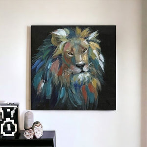 Homeroots Painted Lion Portrait Unframed Print Wall Art  Polyester 398942