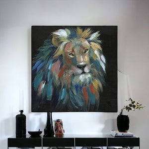 Homeroots Painted Lion Portrait Unframed Print Wall Art  Polyester 398942