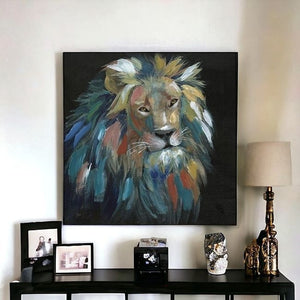 Homeroots Painted Lion Portrait Unframed Print Wall Art  Polyester 398943