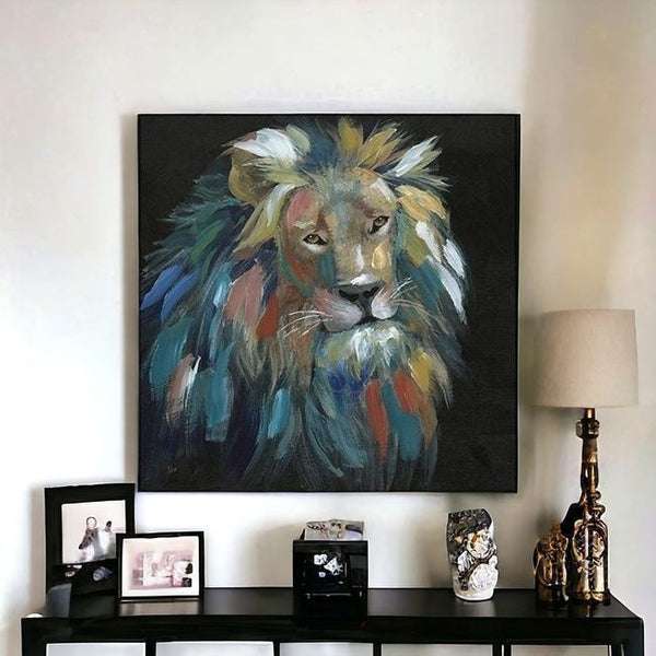Homeroots Painted Lion Portrait Unframed Print Wall Art  Polyester 398943