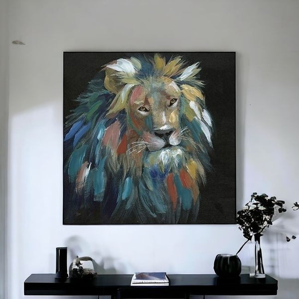 Homeroots Painted Lion Portrait Unframed Print Wall Art  Polyester 398943