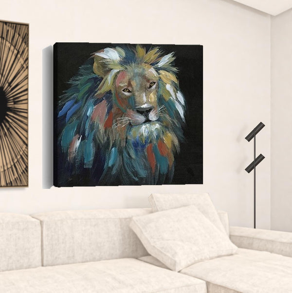 Homeroots Painted Lion Portrait Unframed Print Wall Art  Polyester 398943