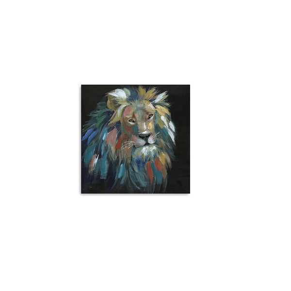 Homeroots Painted Lion Portrait Unframed Print Wall Art  Polyester 398943