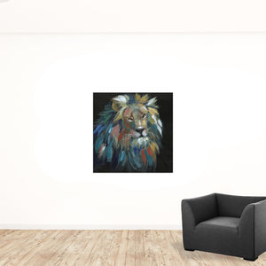 Homeroots Painted Lion Portrait Unframed Print Wall Art  Polyester 398943