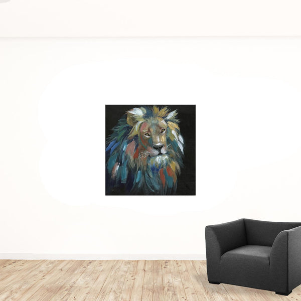 Homeroots Painted Lion Portrait Unframed Print Wall Art  Polyester 398943