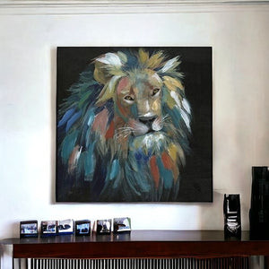 Homeroots Painted Lion Portrait Unframed Print Wall Art  Polyester 398943