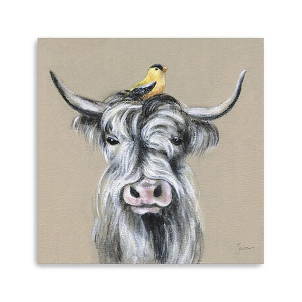 HomeRoots Cute Highland Cow Canvas Art Print - Whimsical Farmhouse Decor for Home and Office Spaces 30"x30" 398945
